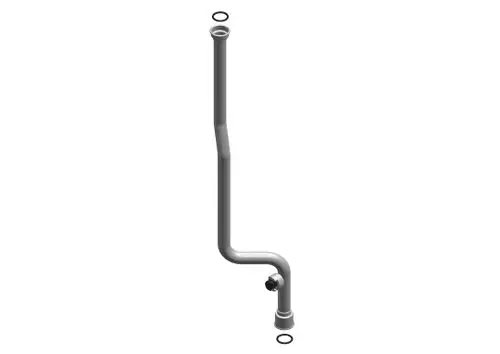 Vorlaufrohr aus Metall, mit einer gebogenen Form und einem Anschluss für eine Verbindung. Geeignet für Anwendungen im Bereich der Heizungs- oder Sanitärtechnik von Bosch.